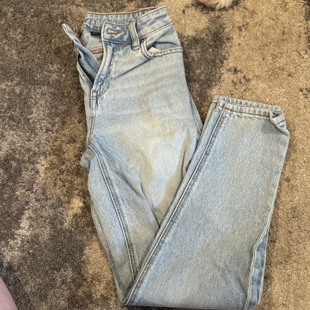 American Eagle Outfitters Women's Light Blue Straight Leg Jeans